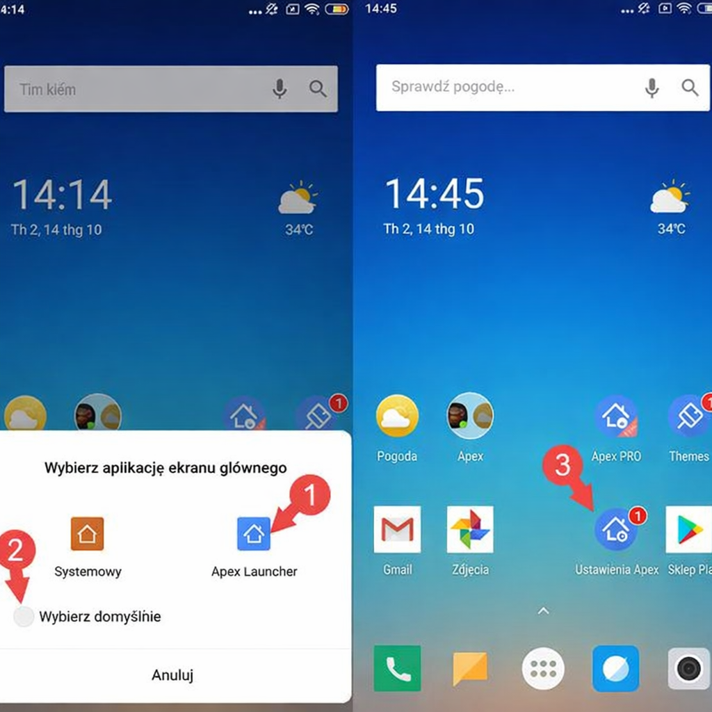 Ukrywanie aplikacji w Apex Launcher