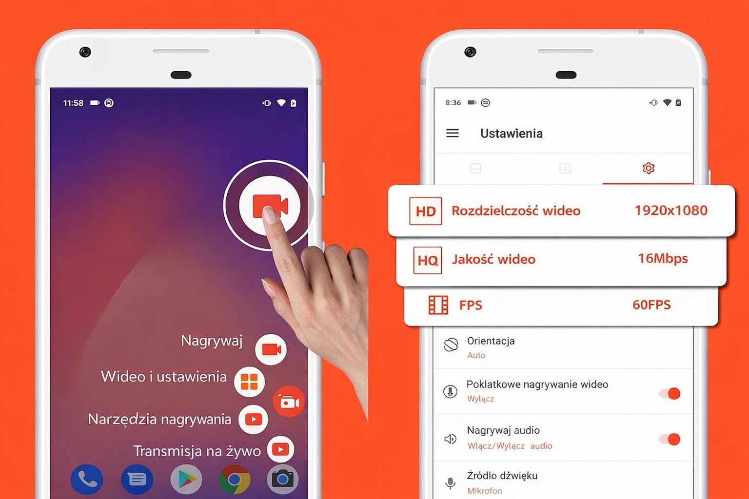 Nagrywanie ekranu telefonu za pomocą AZ Screen Recorder