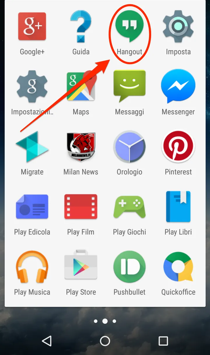 Otwórz aplikację Hangouts i przejdź do ustawień