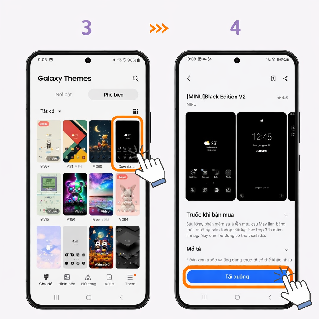 Długie przytrzymanie ekranu głównego Samsung z menu tapety