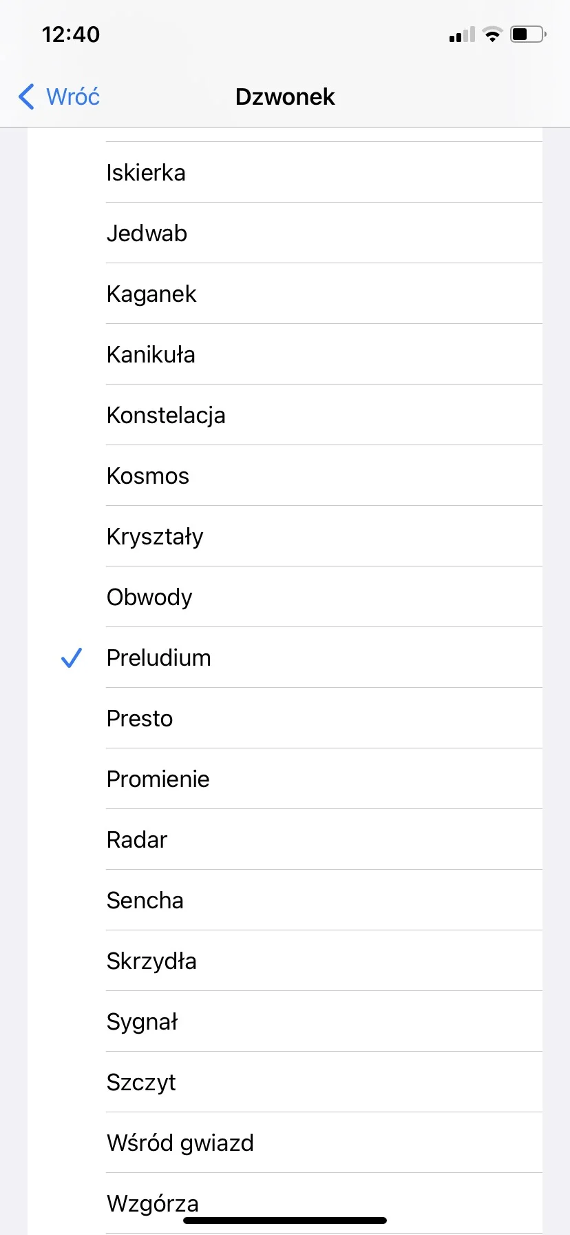 Wybierz dzwonek, którego chcesz używać
