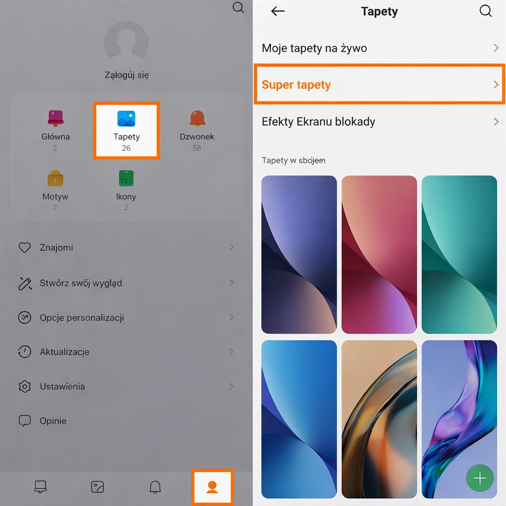 Aplikacja Motywy Xiaomi z sekcją Tapety